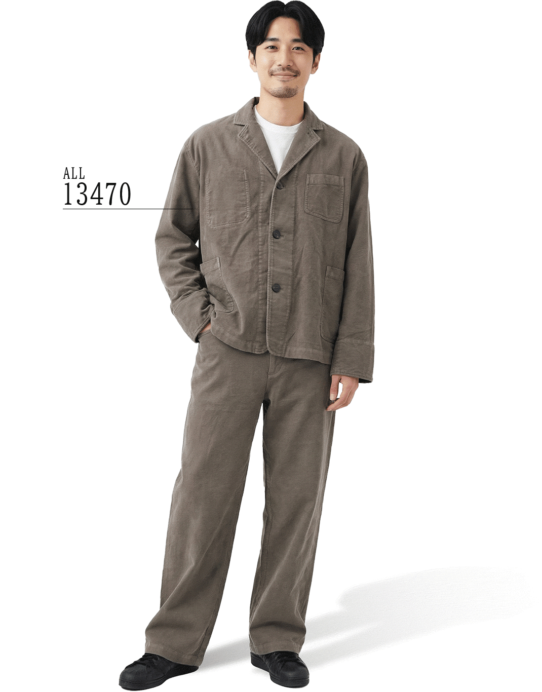 Look 3-3 カジュアルセットアップ男性着画