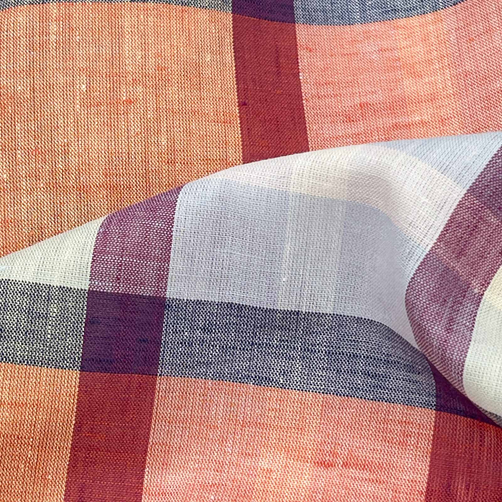 60sｺｯﾄﾝ/麻ﾛｰﾝﾏﾄﾞﾗｽﾁｪｯｸ